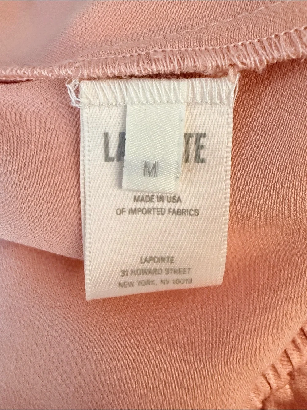 LAPOINTE Peach Fine Textured Satin Wide Leg Pants MD High Rise $690 Luxury Flowy